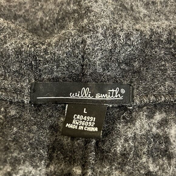 WILLI SMITH Women Cardigan Sweater Gray Boiled Wool Embroidered Flounce Collar L - Picture 12 of 13